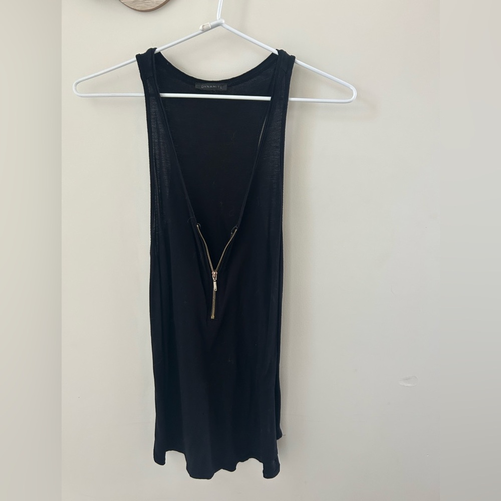 Black Zip-Front Sleeveless Top
